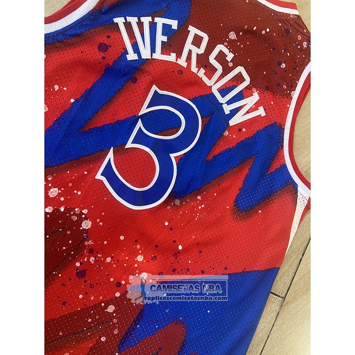 Camiseta Philadelphia 76ers Allen Iverson NO 3 Mitchel & Ness 1997-98 Rojo